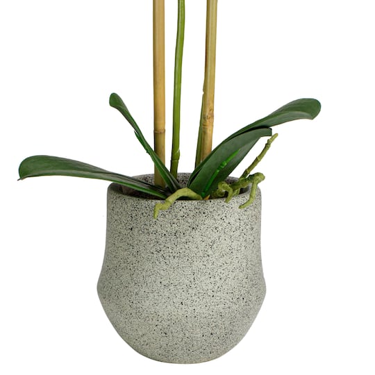 14" Purple Orchid Plant in Gray Stone Pot